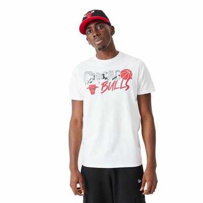 T-shirt med kortärm Herr New Era NBA Infill Graphic Chicago Bulls Vit (Storlek: L)