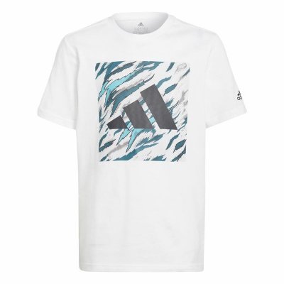 Barn T-shirt med kortärm Adidas Water Tiger Graphic Vit (Storlek: 7-8 år)