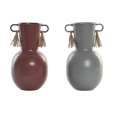 Vas DKD Home Decor Grå Metall Terrakota n (14 x 13 x 24 cm) (2 antal)