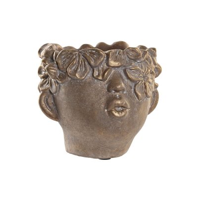 Kruka DKD Home Decor Ansikte Gyllene Cement (20 x 19 x 17 cm)