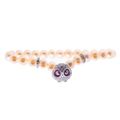 Damarmband Lancaster JLA-BR-OWL-1-PE Silvrig Orange Zirconer Sterlingsilver 16 mm