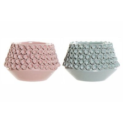 Vas DKD Home Decor Rosa Turkos Stengods Medelhavs (2 pcs) (20 x 20 x 13 cm)