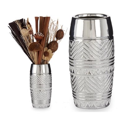 Vas Cylindrisk Keramik Silvrig (11,5 x 23 x 11,5 cm)