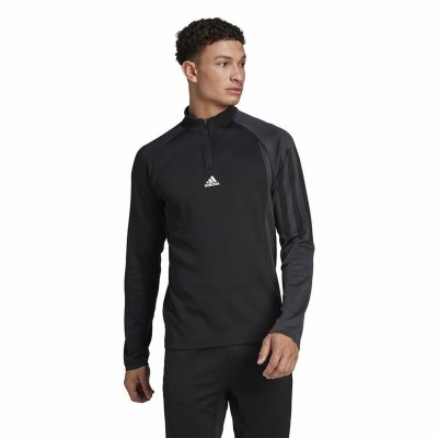 T-shirt med lång ärm Herr Adidas 1/4-Zip Svart (Storlek: M)