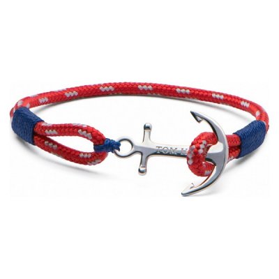 Unisexarmband Tom Hope TM00 Blå Röd Textil Sterlingsilver Silvrig Textil/Sterlingsilver (Mått: 18 cm)