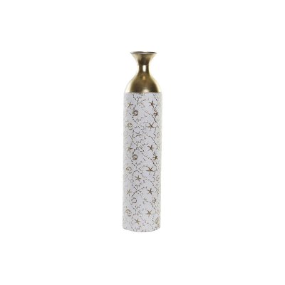 Vas DKD Home Decor Gyllene Metall Vit Indier (13,5 x 13,5 x 62 cm)