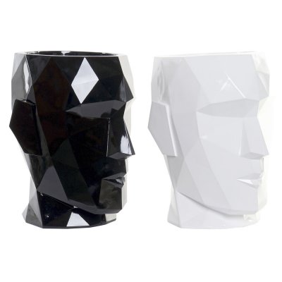 Kruka DKD Home Decor Svart Vit Harts (29 x 26 x 34.5 cm) (2 pcs)