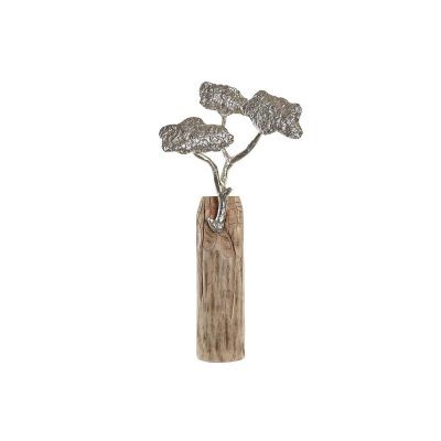 Prydnadsfigur DKD Home Decor Stock Silvrig Träd Brun Aluminium Kolonial Mangoträ (26 x 11 x 51 cm)