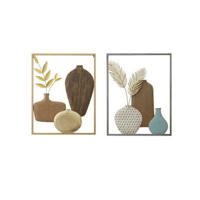 Väggdekoration DKD Home Decor Metall Multicolour Ramad (52 x 3,2 x 66 cm) (2 antal)