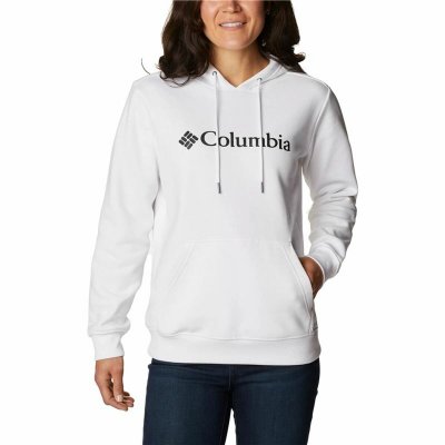 Tröja med huva Dam Columbia Logo Vit (Storlek: S)
