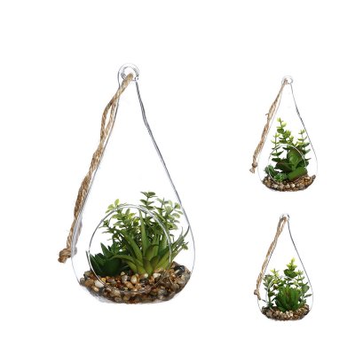 Dekorativ växt Atmosphera 10 x 19,5 cm Glas Vas