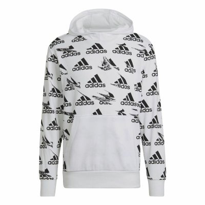 Tröja med huva Herr Adidas Essentials Brandlove Vit (Storlek: XL)