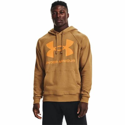Tröja med huva Herr Under Armour Rival Big Logo Ockra (Storlek: XL)