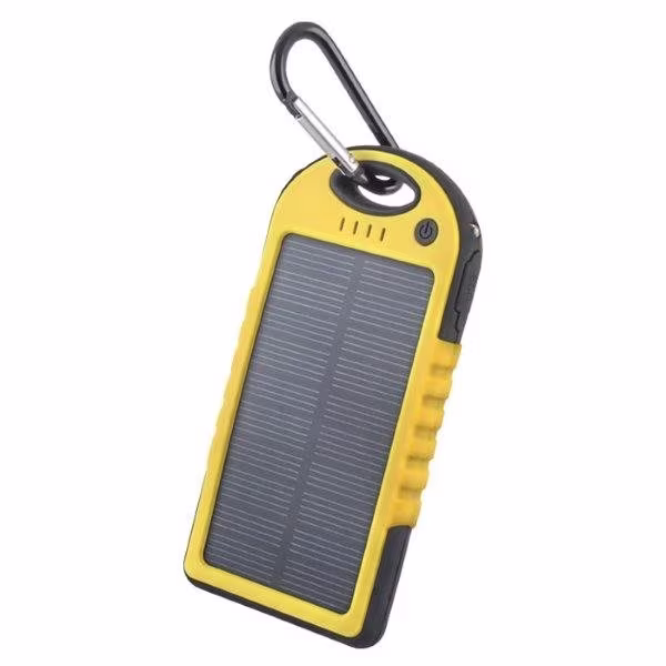 Solcellsdriven Powerbank 5000 mAh - Gul