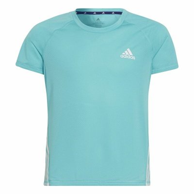 Barn T-shirt med kortärm Adidas Aeroready Three Stripes Aquamarine (Storlek: 11-12 år)