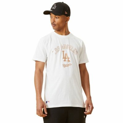 T-shirt med kortärm Herr New Era MLB Metallic Grapich Print Dodger Vit (Storlek: L)