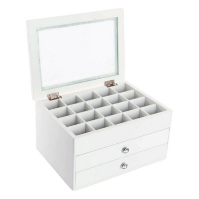 Smyckeskrin DKD Home Decor Sammet Glas Lackad Romantisk Trä MDF (25 x 19 x 15 cm)