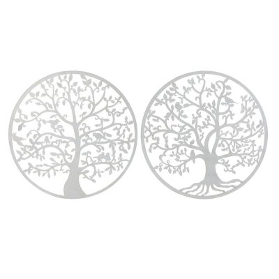 Väggdekoration DKD Home Decor Vit Metall Träd (2 pcs) (99 x 1 x 99 cm)