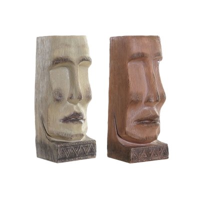 Kruka DKD Home Decor Ansikte Beige Harts Terrakota n (2 pcs) (14.5 x 15.5 x 39 cm)