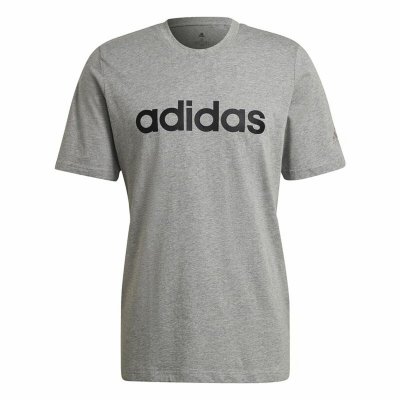 T-shirt med kortärm Herr Adidas Embroidered Linear Logo Grå (Storlek: M)