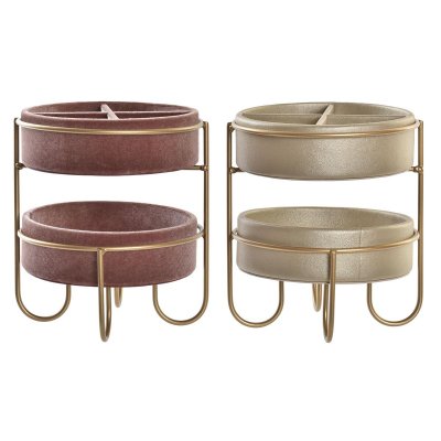 Smyckeskrin DKD Home Decor Metall Läder (16,5 x 16 x 18,5 cm) (2 antal)