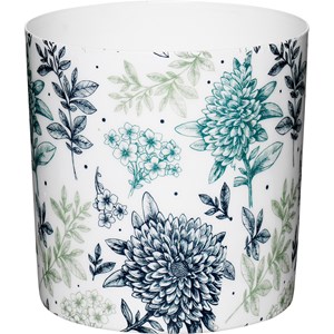 Kruka Metall Blommor, Blågrön