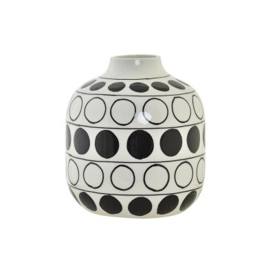 Vas DKD Home Decor Porslin Svart Vit Modern Cirklar (16 x 16 x 18 cm)