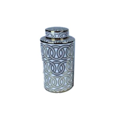 Keramikskål DKD Home Decor Porslin Gyllene Vit Orientalisk Geometrisk (16 x 16 x 30 cm)