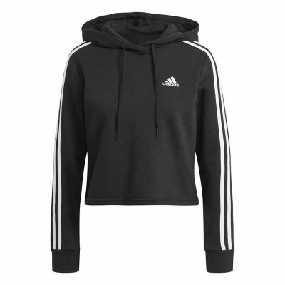 Tröja med huva Dam Adidas Essentials 3 Stripes Svart (Storlek: XL)