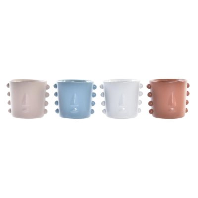 Kruka DKD Home Decor Ansikte Stengods (15 x 13 x 12,5 cm) (4 antal)