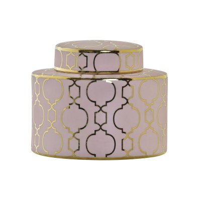 Vas DKD Home Decor Porslin Rosa Gyllene Orientalisk (18 x 18 x 16 cm)