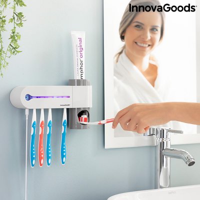 UV-sterilisering för tandborstar med hållare och tandkrämsdispenser Smiluv InnovaGoods