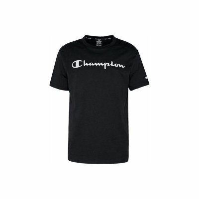 T-shirt med kortärm Herr Champion Crewneck Svart (Storlek: L)