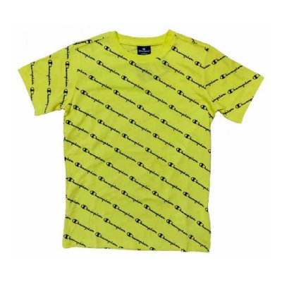 Barn T-shirt med kortärm Champion Multilogo Gul (Storlek: S)