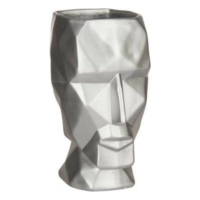 Vas Ansikte 3D Silvrig Polyresin (12 x 24,5 x 16 cm)