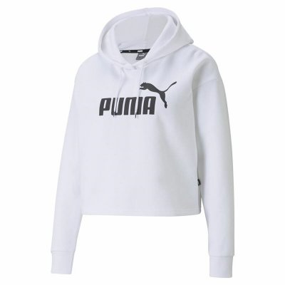 Tröja med huva Dam Puma Essentials Logo Vit (Storlek: M)