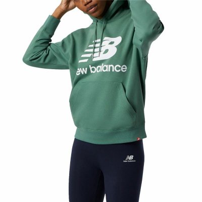Tröja med huva Herr New Balance Essentials Stacked Logo Mörkgrön (Storlek: XS)