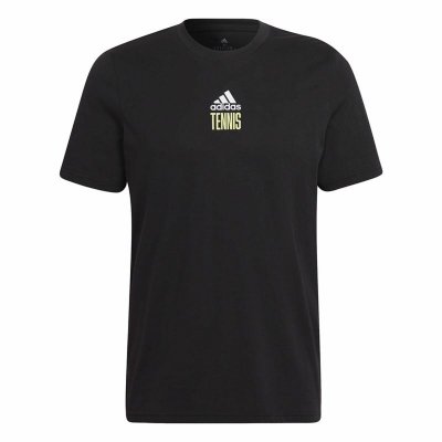 T-shirt med kortärm Herr Adidas Aeroready Paris Graphic Tennis Svart (Storlek: M)