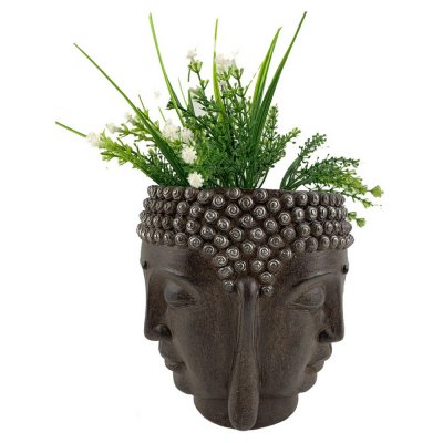 Kruka DKD Home Decor Buddha Harts Mörkbrun (16.5 x 16.5 x 18 cm)