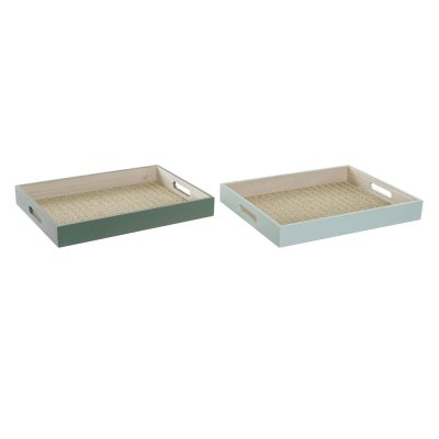 Bricka DKD Home Decor PP (polypropen) Trä MDF (40 x 30 x 5 cm) (2 pcs)