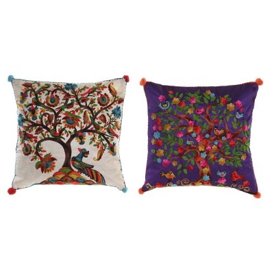 Kudde DKD Home Decor Träd Polyester Multicolour 2 antal (40 x 10 x 40 cm)