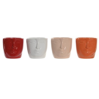 Kruka DKD Home Decor Ansikte Dolomite 4 antal (13 x 13 x 13 cm)