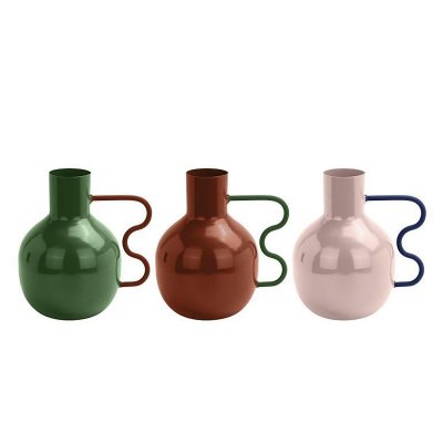 Vas DKD Home Decor Röd Rosa Metall Grön Modern (14 x 11 x 15 cm) (3 antal)