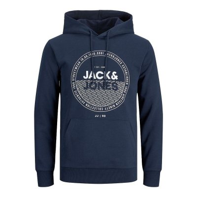 Tröja med huva Herr Jack & Jones JJRALF SWEAT HOOD 12222897 Marinblå (Storlek: S)