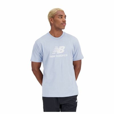 T-shirt med kortärm Herr New Balance Essentials Stacked Logo Ljusblå (Storlek: M)