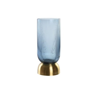 Vas DKD Home Decor Glas Blå Gyllene Metall (12 x 12 x 28 cm)
