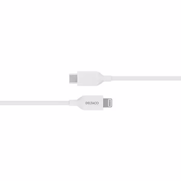 Deltaco USB Typ-C till Lightning kabel/Iphone laddsladd MFi 2m Vit