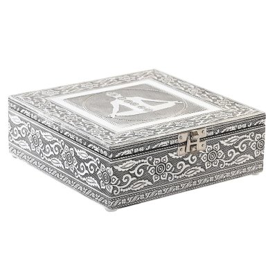 Smyckeskrin DKD Home Decor Silvrig Trä Aluminium Grön (18 x 18 x 6 cm)