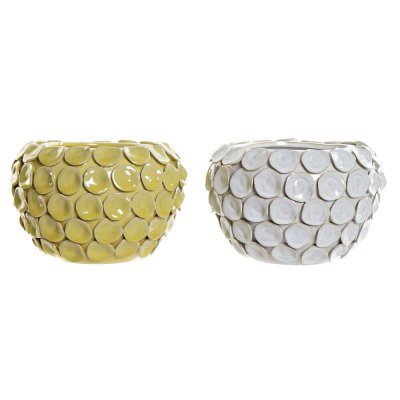 Vas DKD Home Decor Vit Ockra Stengods Modern (24.5 x 24.5 x 17 cm) (2 pcs)