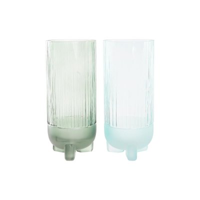 Vas DKD Home Decor Glas Blå Grön (12 x 12 x 28 cm) (2 antal)
